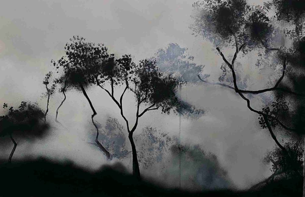 «Bosque velado VIII». Técnica mixta sobre lienzo