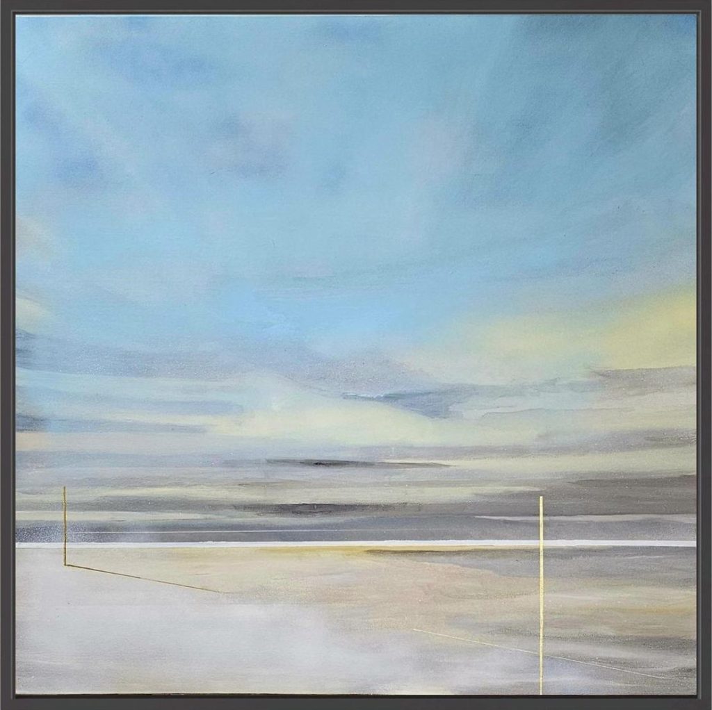 Lienzo Intervenido "Marea Dorada" | Arte Abstracto Costero en Azul y Oro — Edición Limitada 10 Unidades