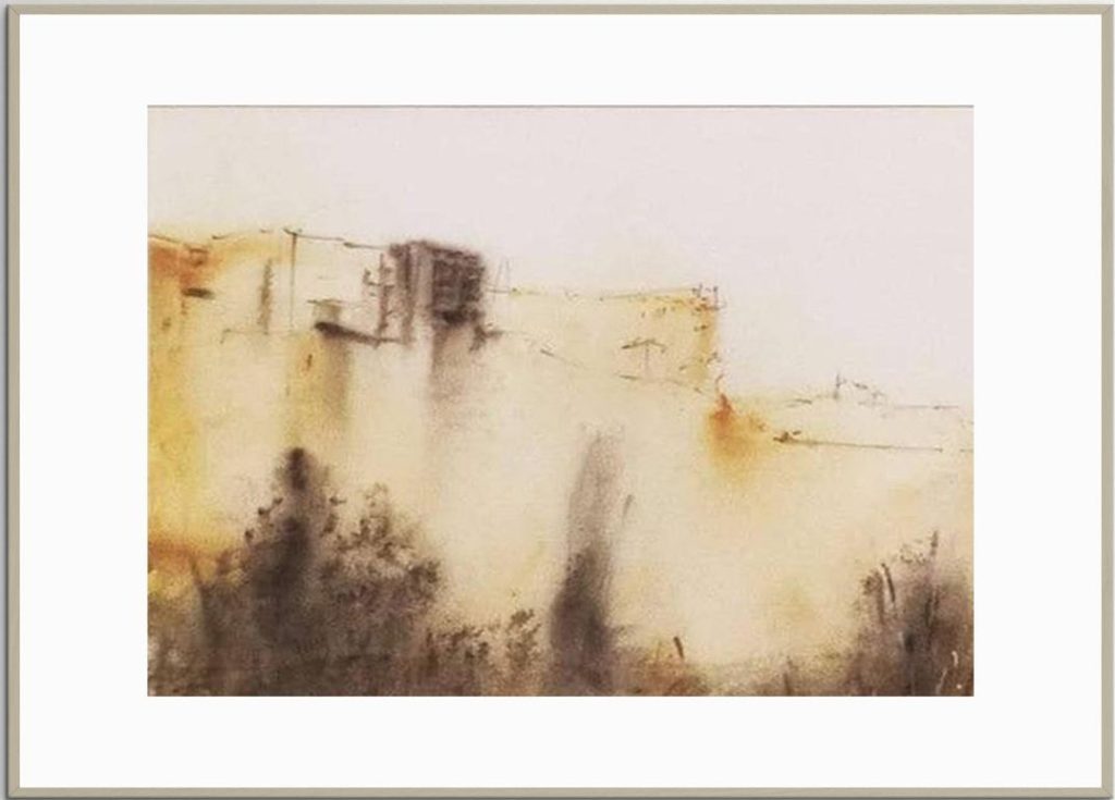 Casas Colgadas de Cuenca – Acuarela Intervenida a Mano | Edición Limitada Numerada 1/10 | Lámina Enmarcada
